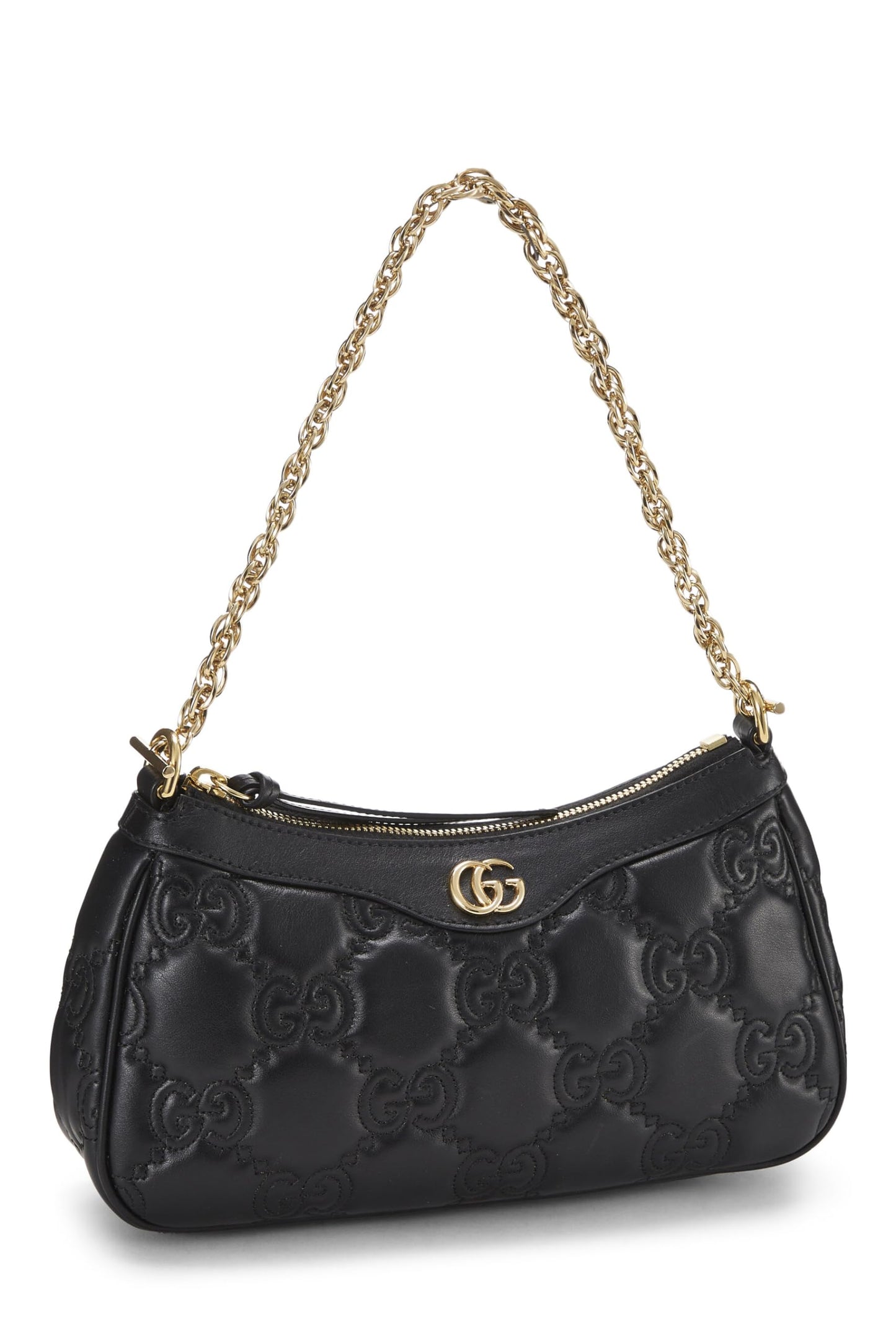 Gucci,  Black Leather 'GG' Marmont Matelassé Shoulder Bag, Black