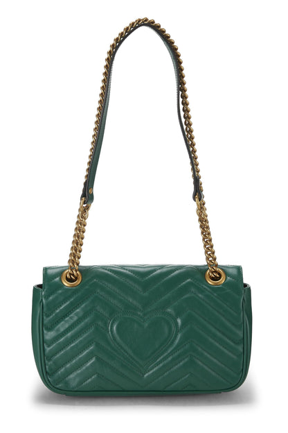 Gucci,  Green Leather GG Marmont Shoulder Bag Small, Green