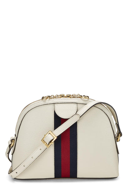 Gucci,  White Leather Ophidia Dome Shoulder Bag, White