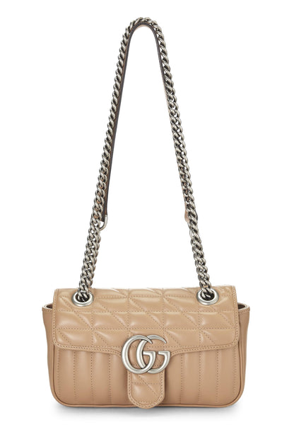 Gucci,  Beige Leather GG Marmont Shoulder Bag, Beige