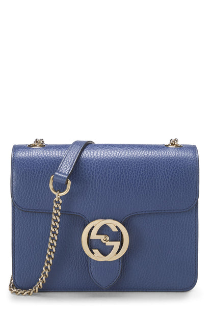 Gucci,  Blue Leather Interlocking Crossbody Small, Blue