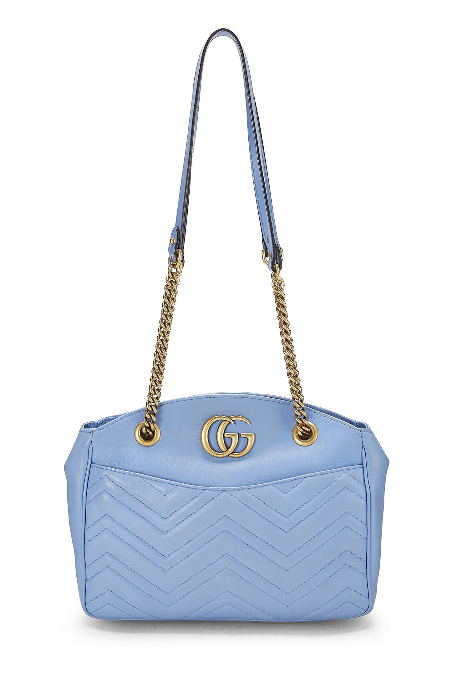 Gucci,  Blue Leather GG Marmont Tote, Blue