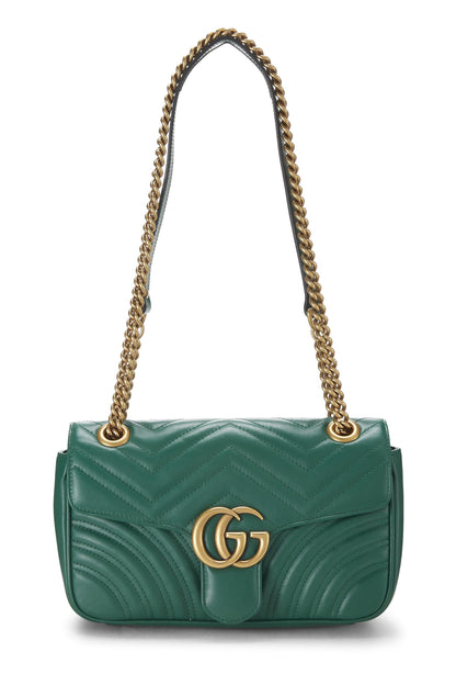 Gucci,  Green Leather GG Marmont Shoulder Bag Small, Green