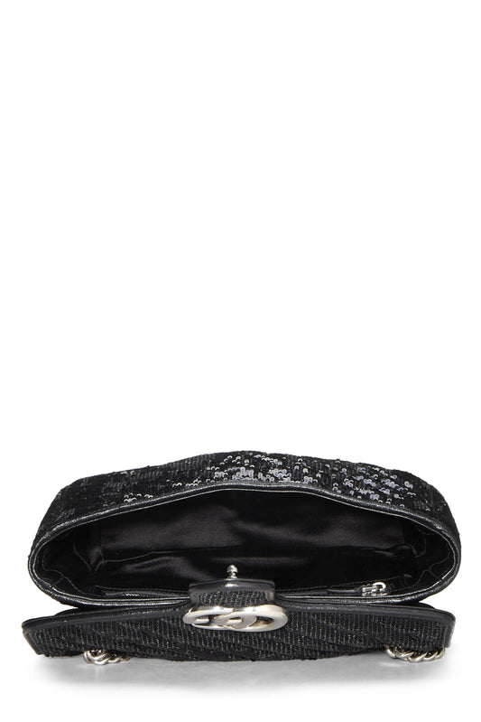 Gucci,  Black Sequin GG Marmont Shoulder Bag Small, Black