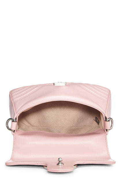 Gucci,  Pink Leather GG Marmont Top Handle Flap Bag Mini, Pink