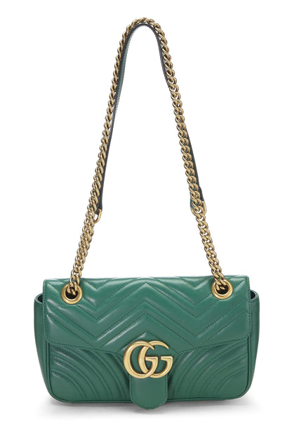 Gucci,  Green Leather Marmont Shoulder Bag Small, Green