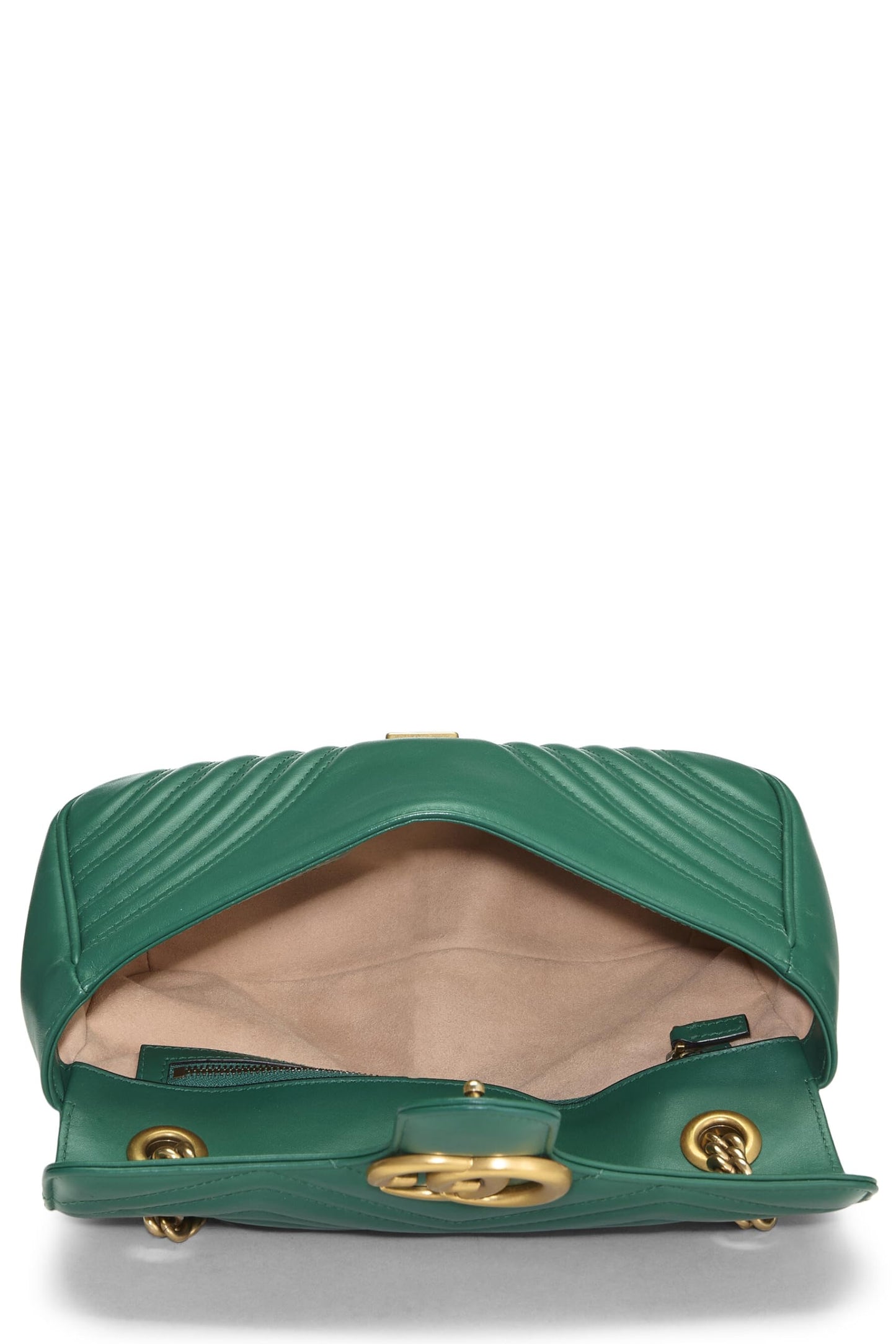 Gucci,  Green Leather GG Marmont Shoulder Bag Small, Green