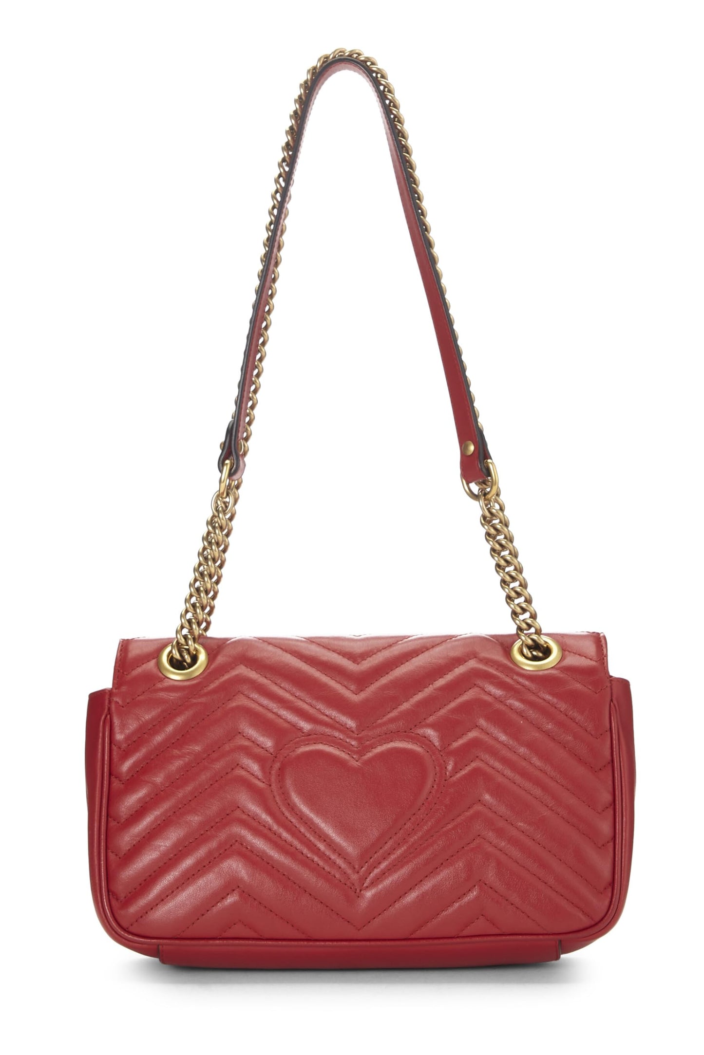 Gucci,  Red Leather GG Marmont Shoulder Bag Small, Red