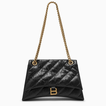 Balenciaga Crush Medium Bag With Black Quilted Chain Women