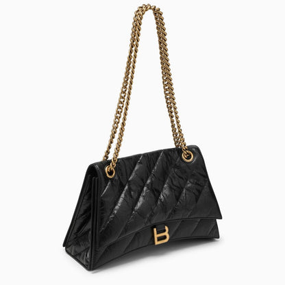 Balenciaga Crush Medium Bag With Black Quilted Chain Women