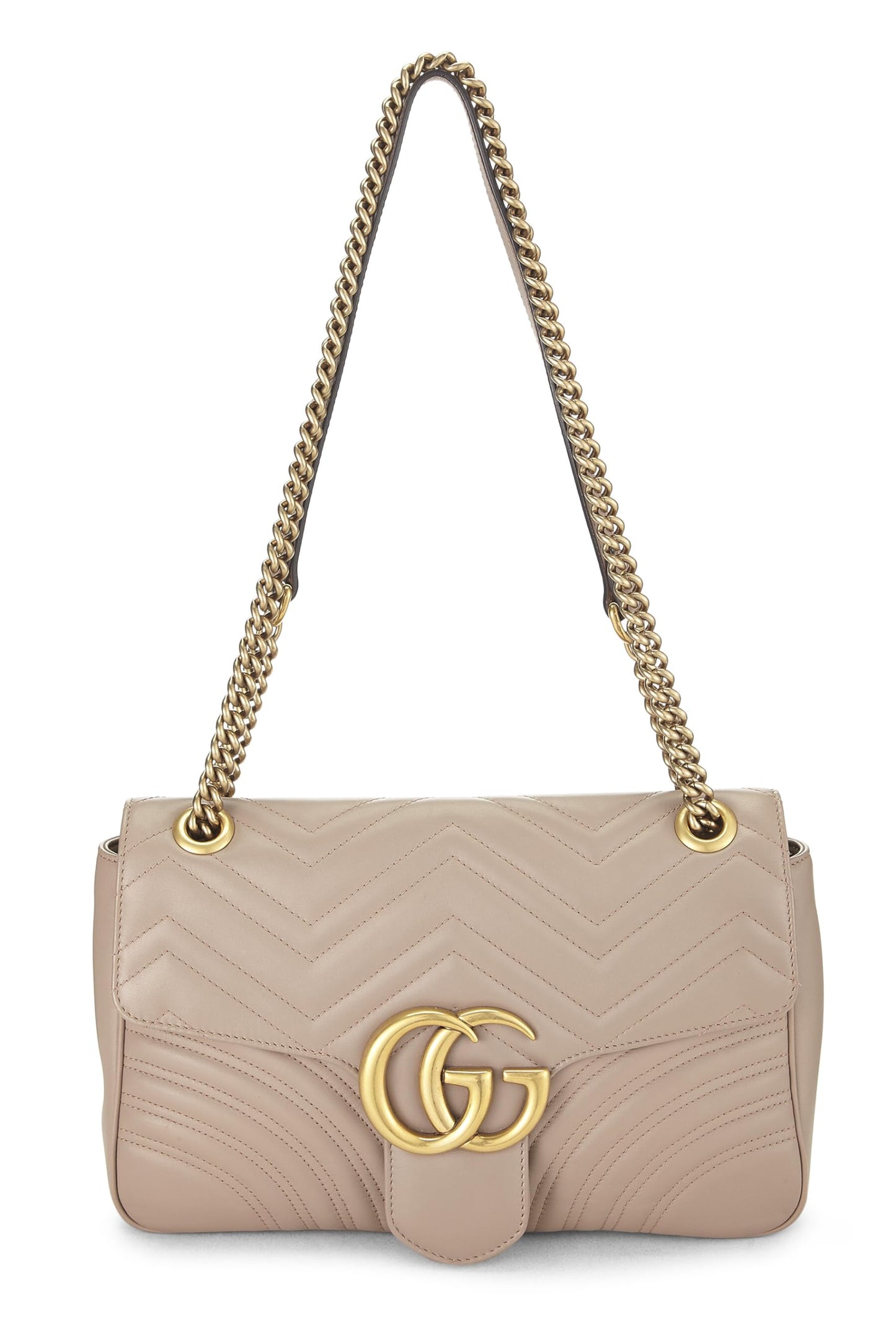 Gucci,  Beige Leather GG Marmont Shoulder Bag, Beige