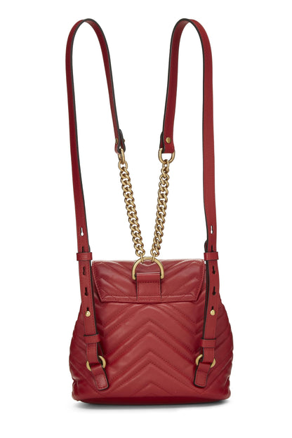 Gucci,  Red Leather GG Marmont Backpack Small, Red