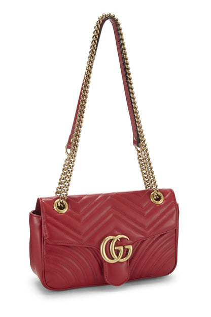 Gucci,  Red Leather GG Marmont Shoulder Bag Small, Red