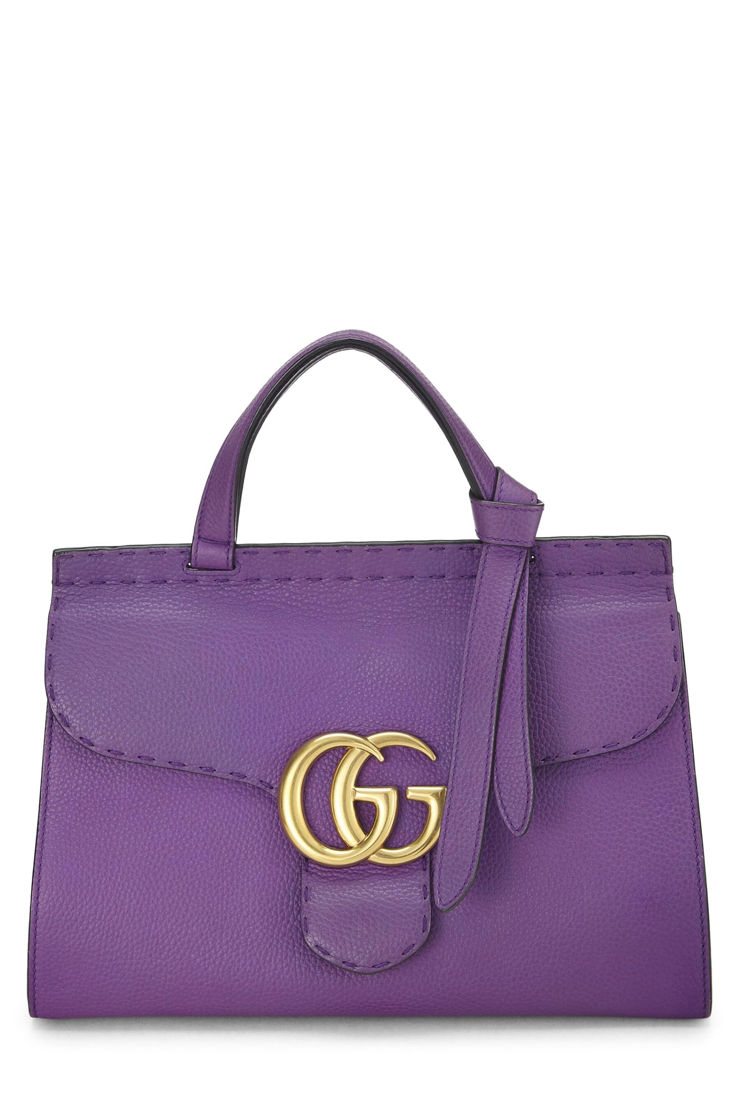 Gucci,  Purple Leather Marmont Top Handle Flap Bag Small, Purple