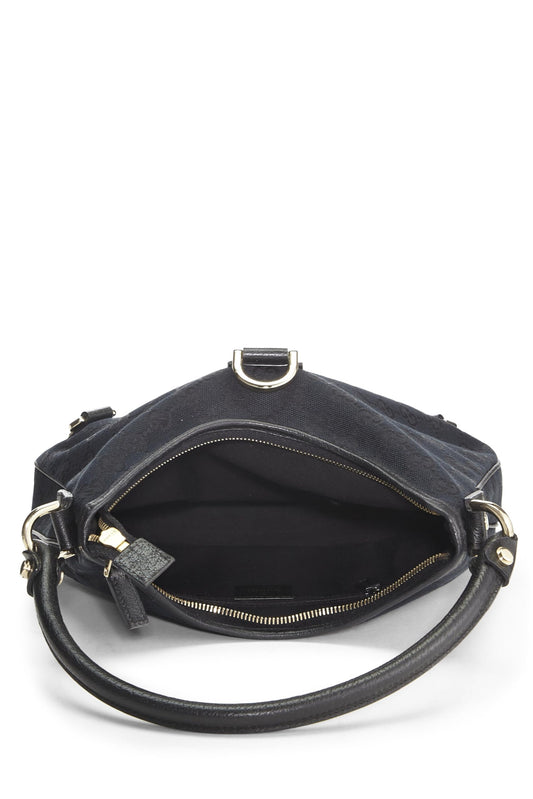 Gucci,  Black Original GG Canvas D-Ring Abbey Hobo Bag Small, Black