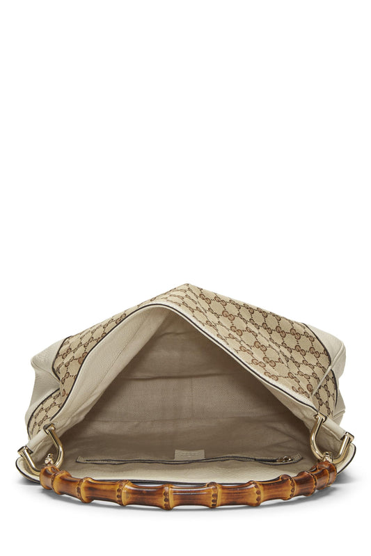 Gucci,  Cream Original GG Canvas Diana Bamboo Hobo Large, Cream