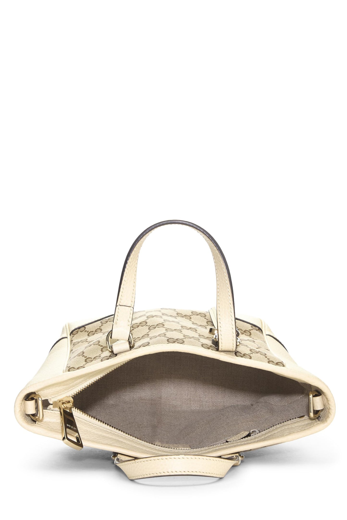 Gucci,  Cream Original GG Canvas Bree Top Handle Tote Small, White