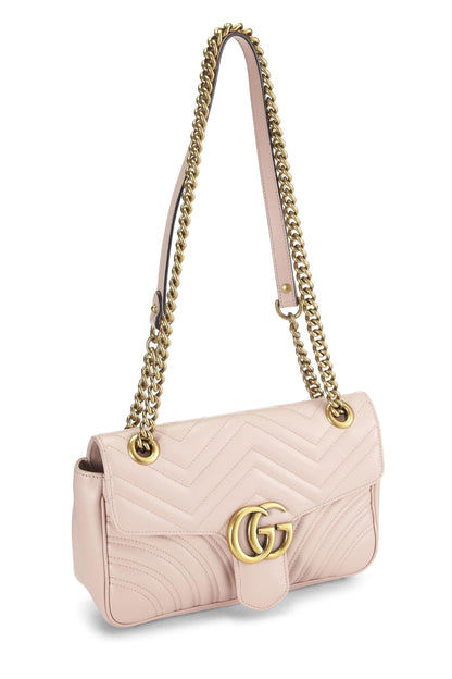 Gucci,  Pink Leather GG Marmont Shoulder Bag Small, Pink