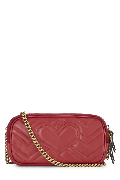 Gucci,  Red Leather GG Marmont Shoulder Bag, Red