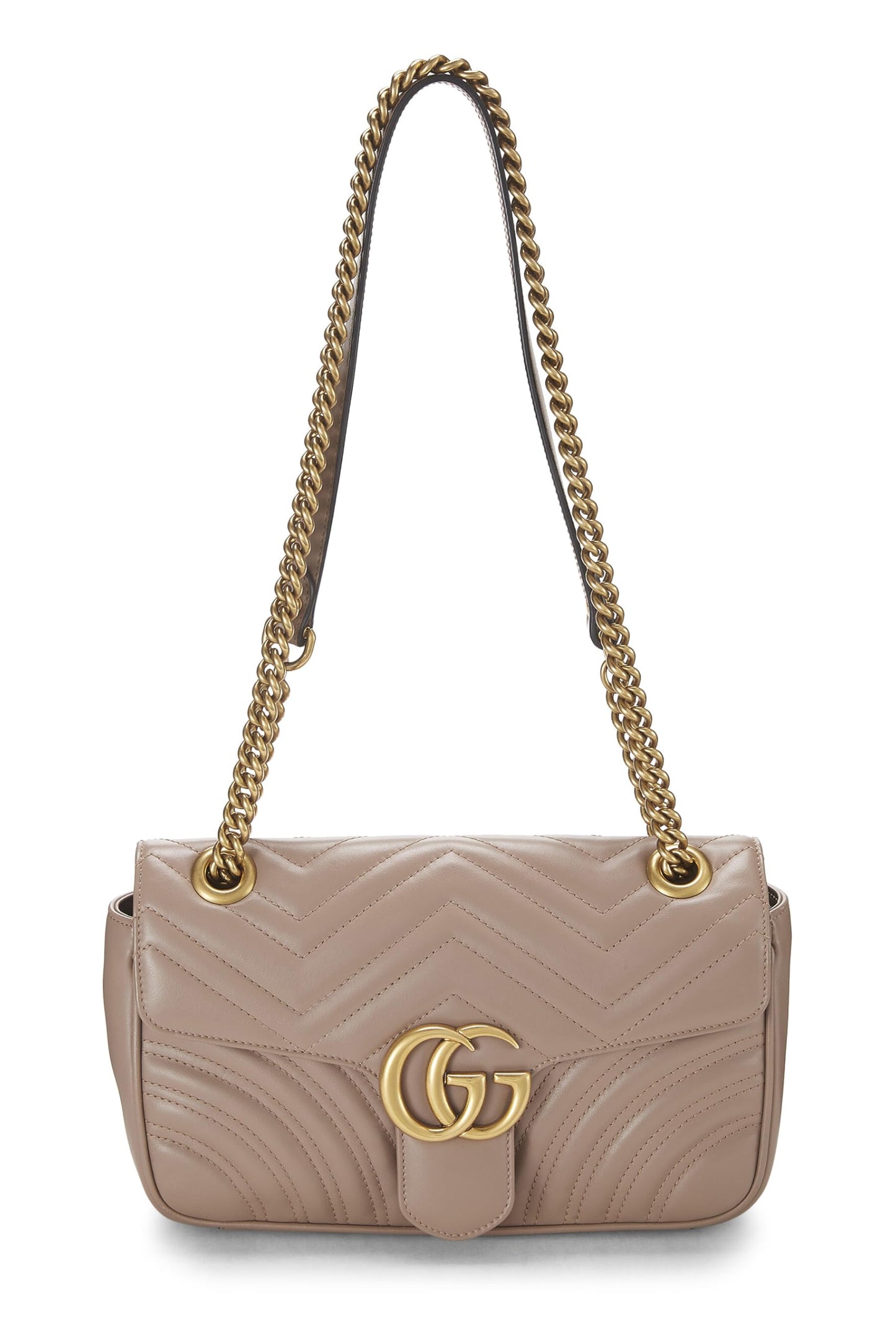 Gucci,  Beige Leather GG Marmont Shoulder Bag Small, Pink