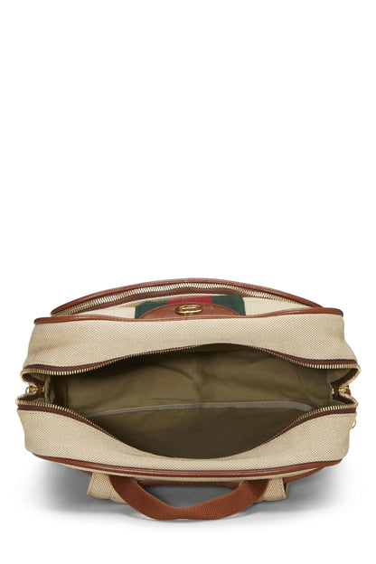 Gucci,  Beige Canvas Web Backpack, Brown