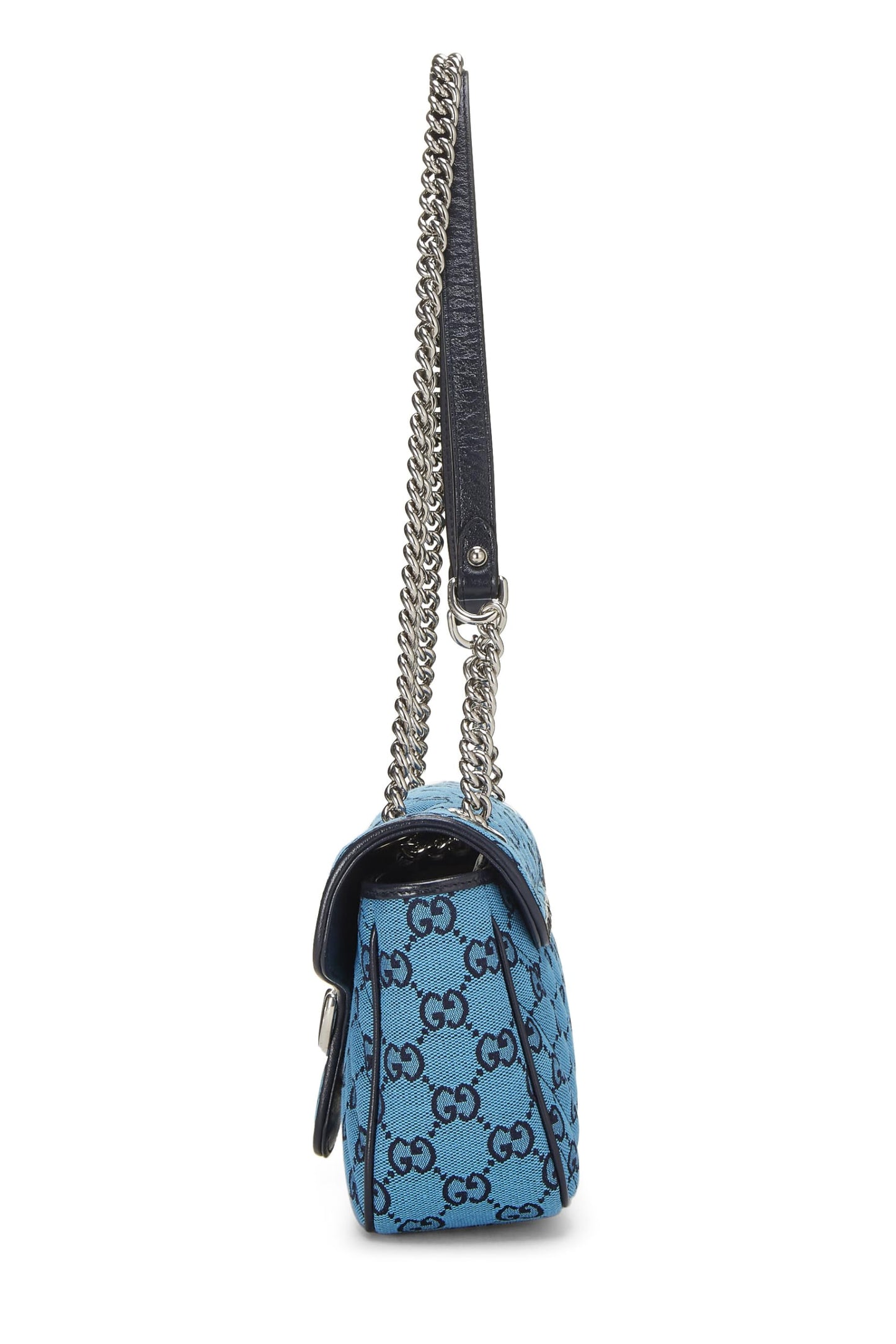 Gucci,  Blue GG Canvas Marmont Shoulder Bag Small, Blue