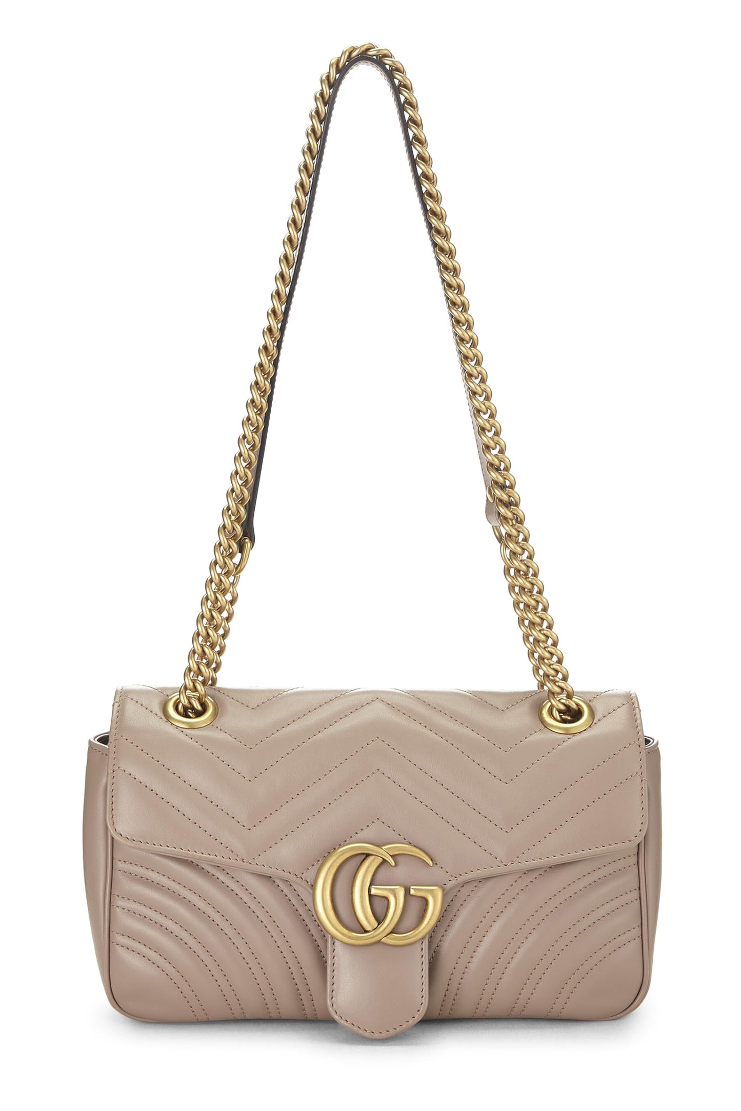 Gucci,  Beige Leather GG Marmont Shoulder Bag Small, Beige