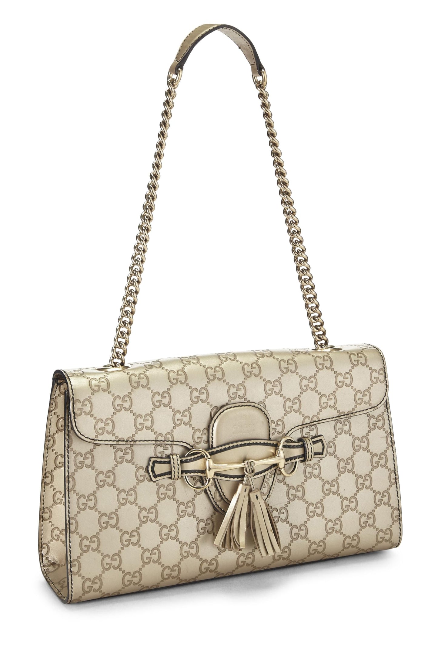 Gucci,  Gold Microguccissima Leather Emily Chain Shoulder Bag, Gold