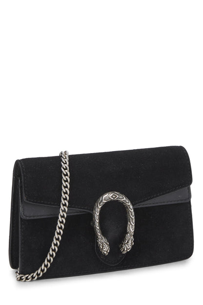 Gucci,  Black Suede Dionysus Shoulder Bag Super Mini, Black