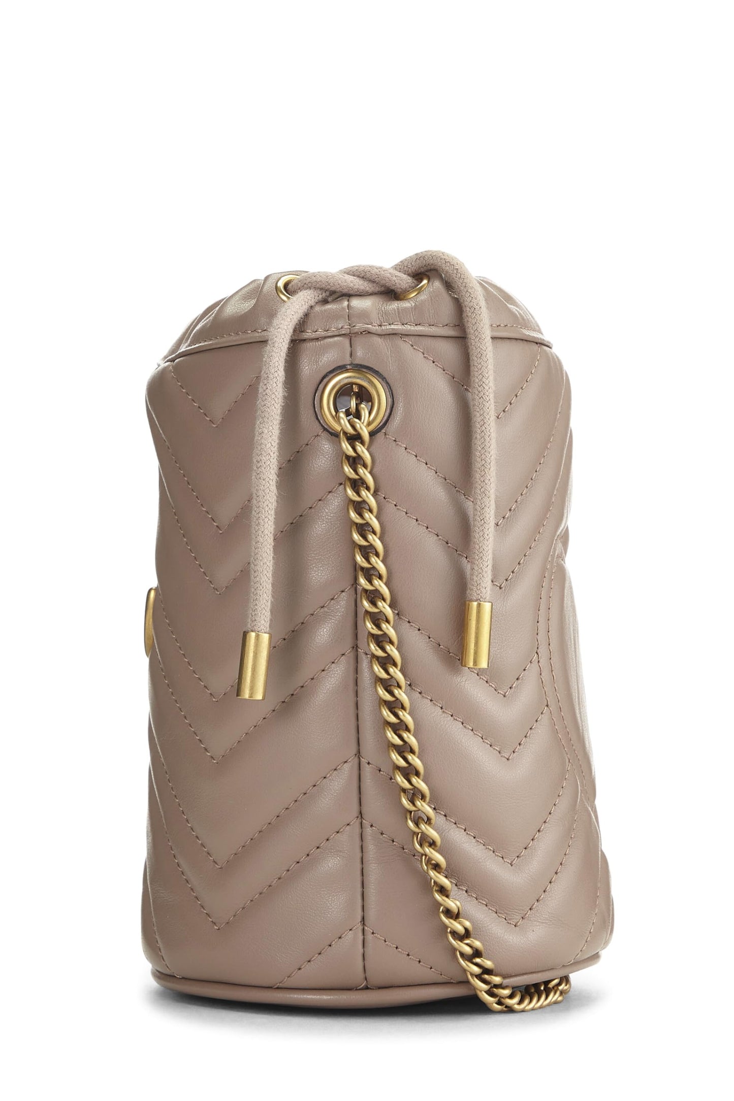 Gucci,  Beige Leather 'GG' Marmont Chain Bucket Bag Small, Beige