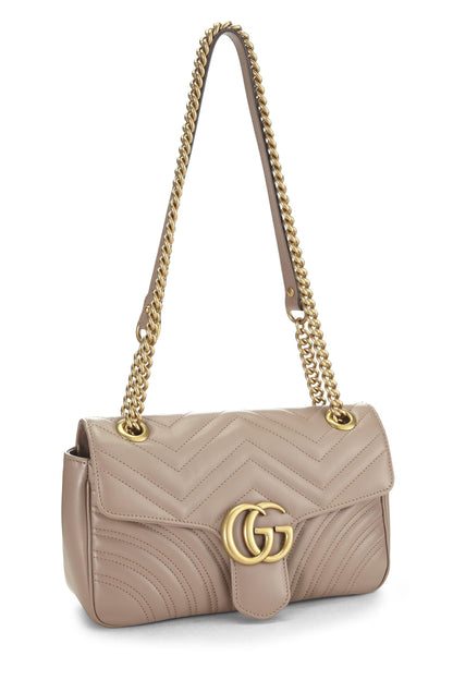 Gucci,  Beige Leather GG Marmont Shoulder Bag Small, Beige