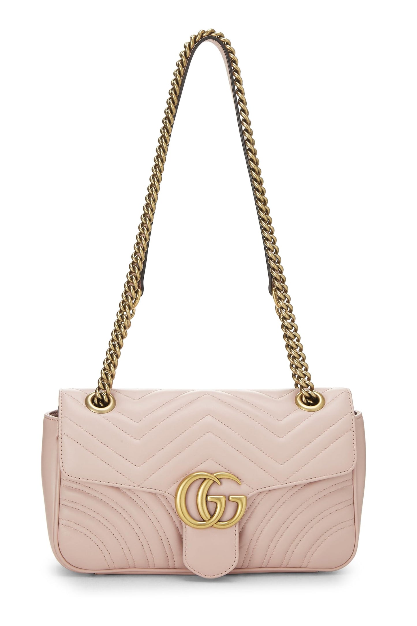 Gucci,  Pink Leather GG Marmont Shoulder Bag Small, Pink