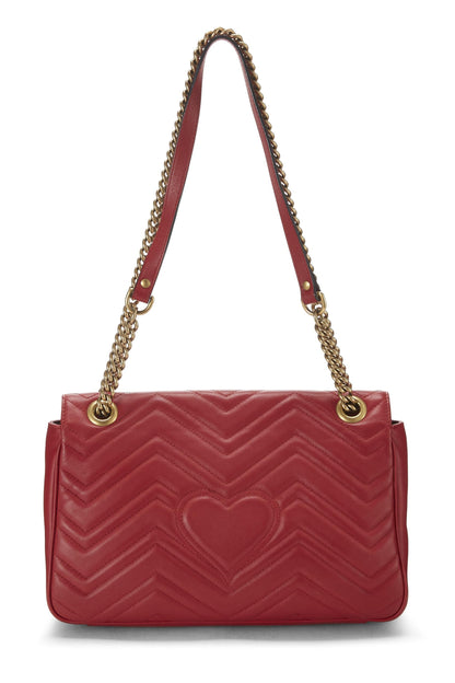 Gucci,  Red Leather GG Marmont Shoulder Bag, Red