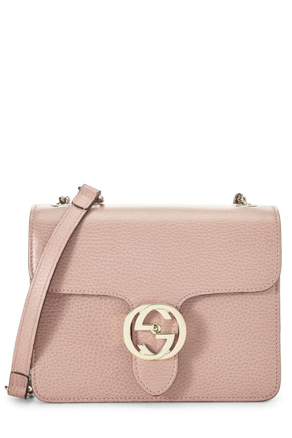 Gucci,  Pink Leather Interlocking Crossbody Small, Pink