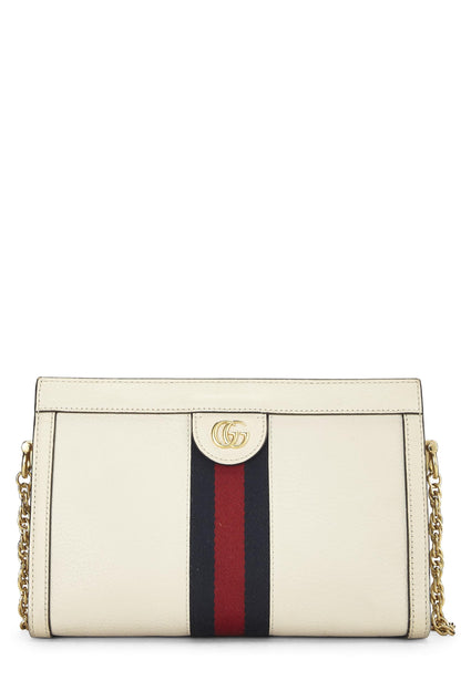 Gucci,  Cream Leather Ophidia Shoulder Bag Small, White