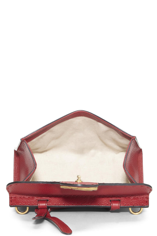 Gucci,  Red Leather GG Marmont Top Handle Flap Bag Mini, Red