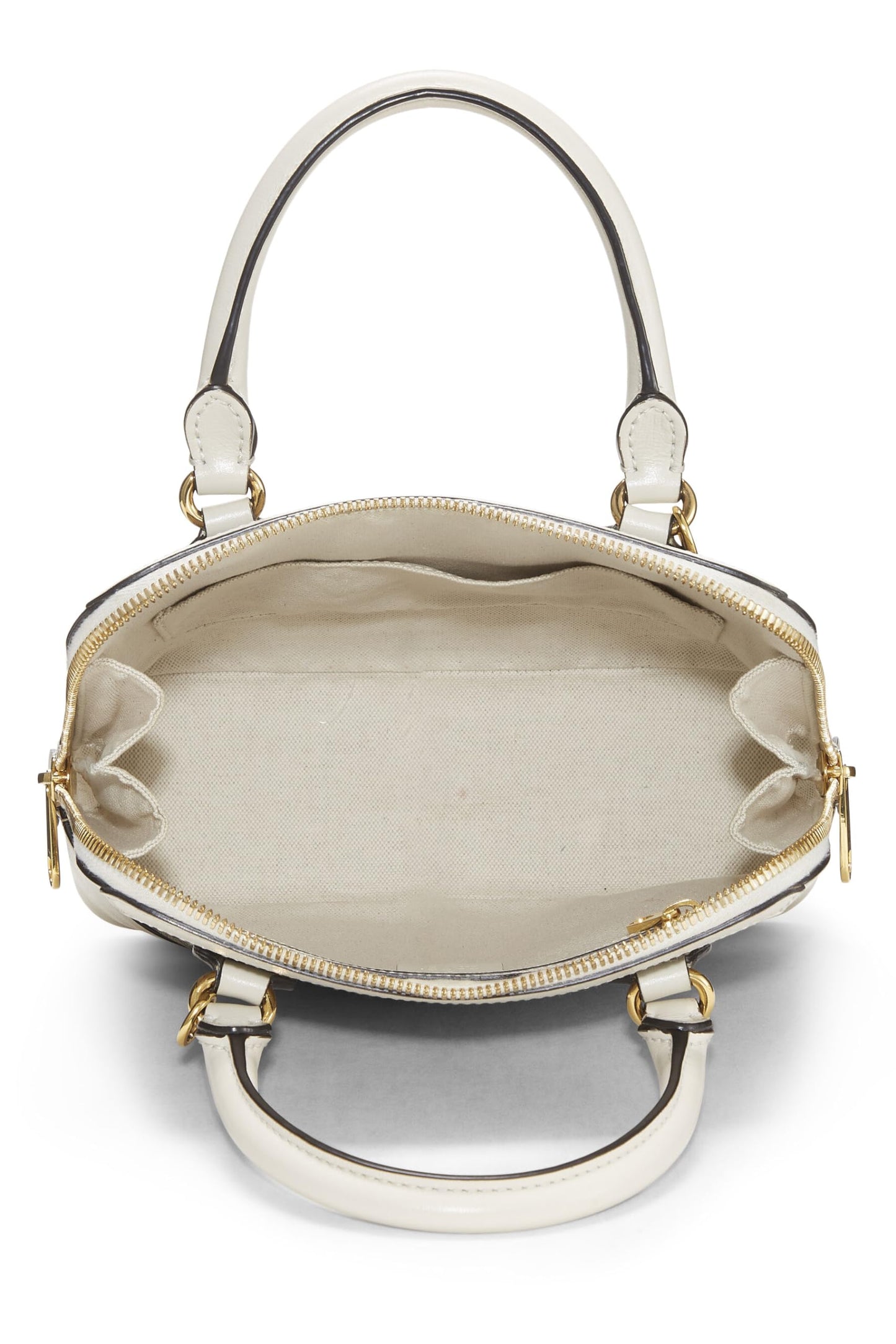 Gucci,  White Original GG Supreme Canvas Horsebit Handbag Small, White