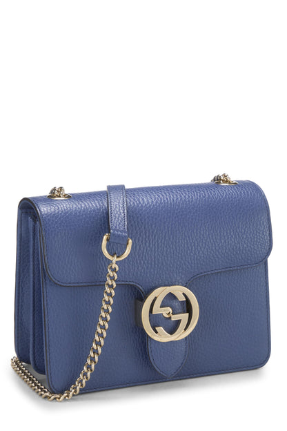 Gucci,  Blue Leather Interlocking Crossbody Small, Blue