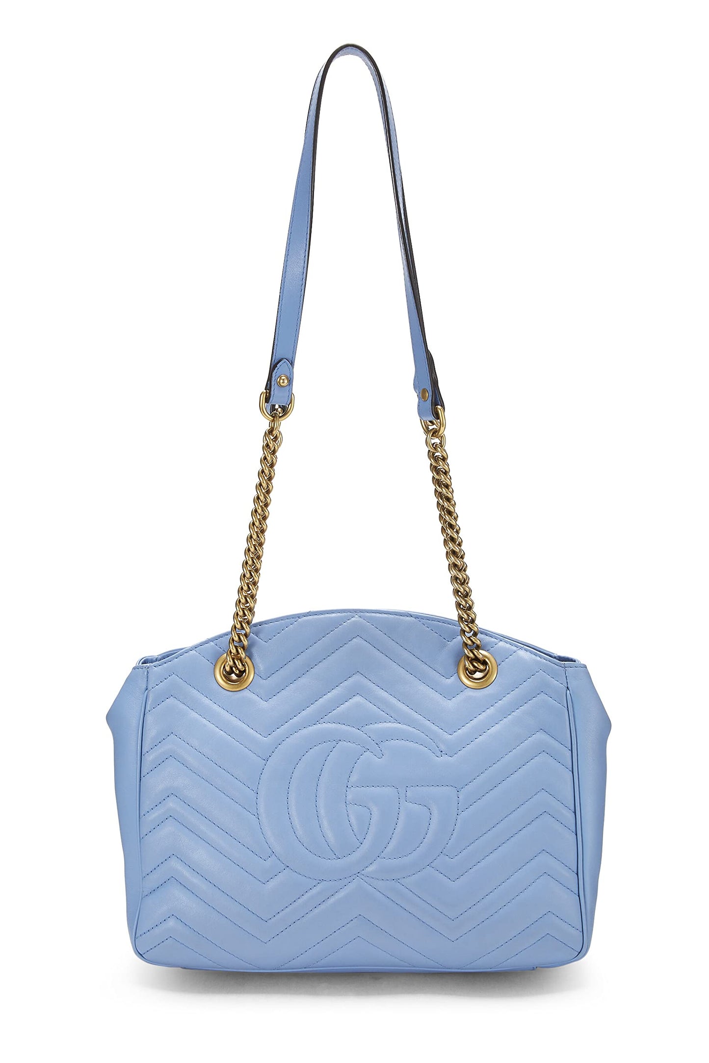 Gucci,  Blue Leather GG Marmont Tote, Blue