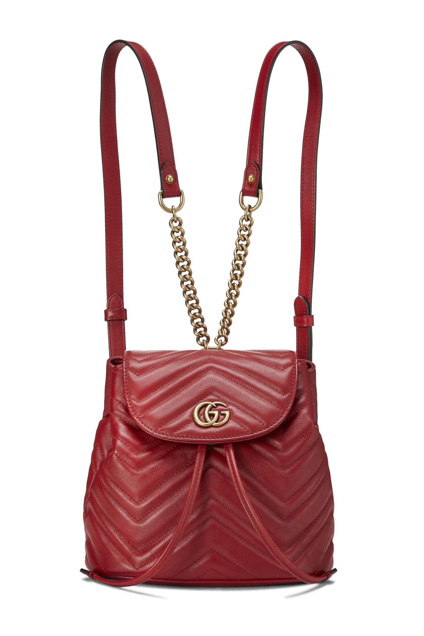 Gucci,  Red Leather 'GG' Marmont Backpack Small, Red