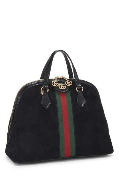 Gucci,  Black Suede Ophidia Dome Bag Medium, Black