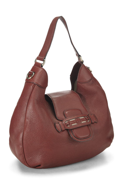 Gucci,  Burgundy Leather Dressage Horsebit Hobo, Burgundy