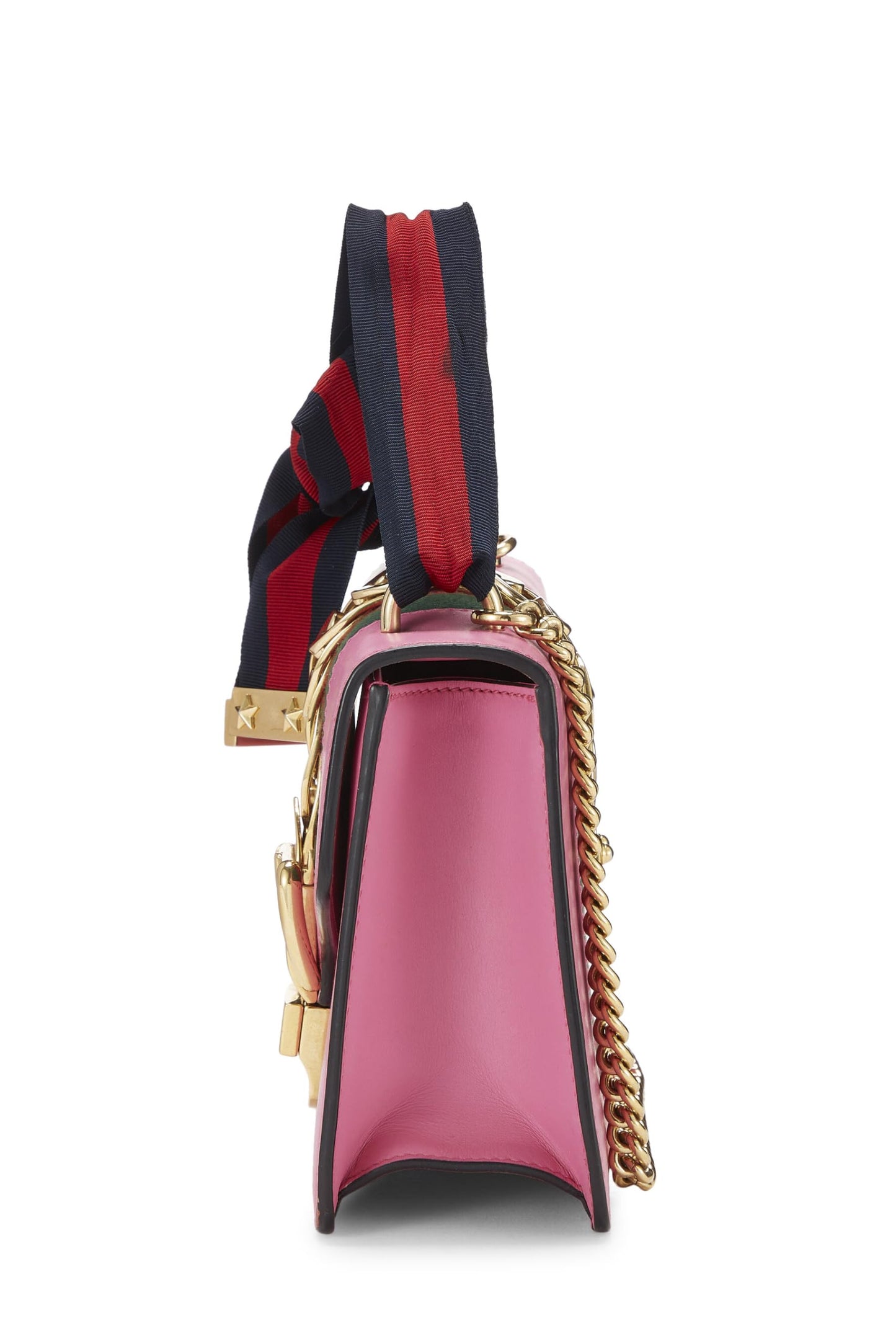 Gucci,  Pink Leather Web Sylvie Mini, Pink