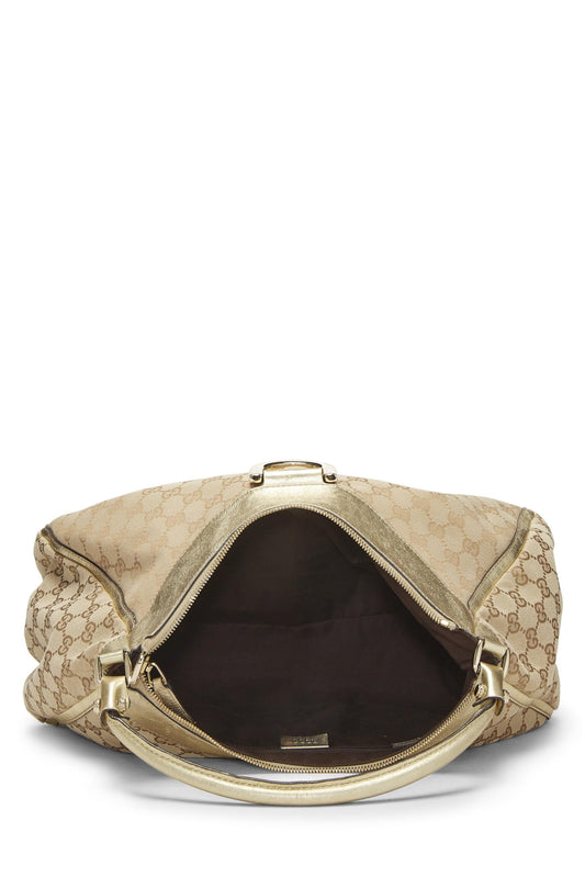 Gucci,  Gold Original GG Canvas D-Ring Abbey Shoulder Bag, Gold