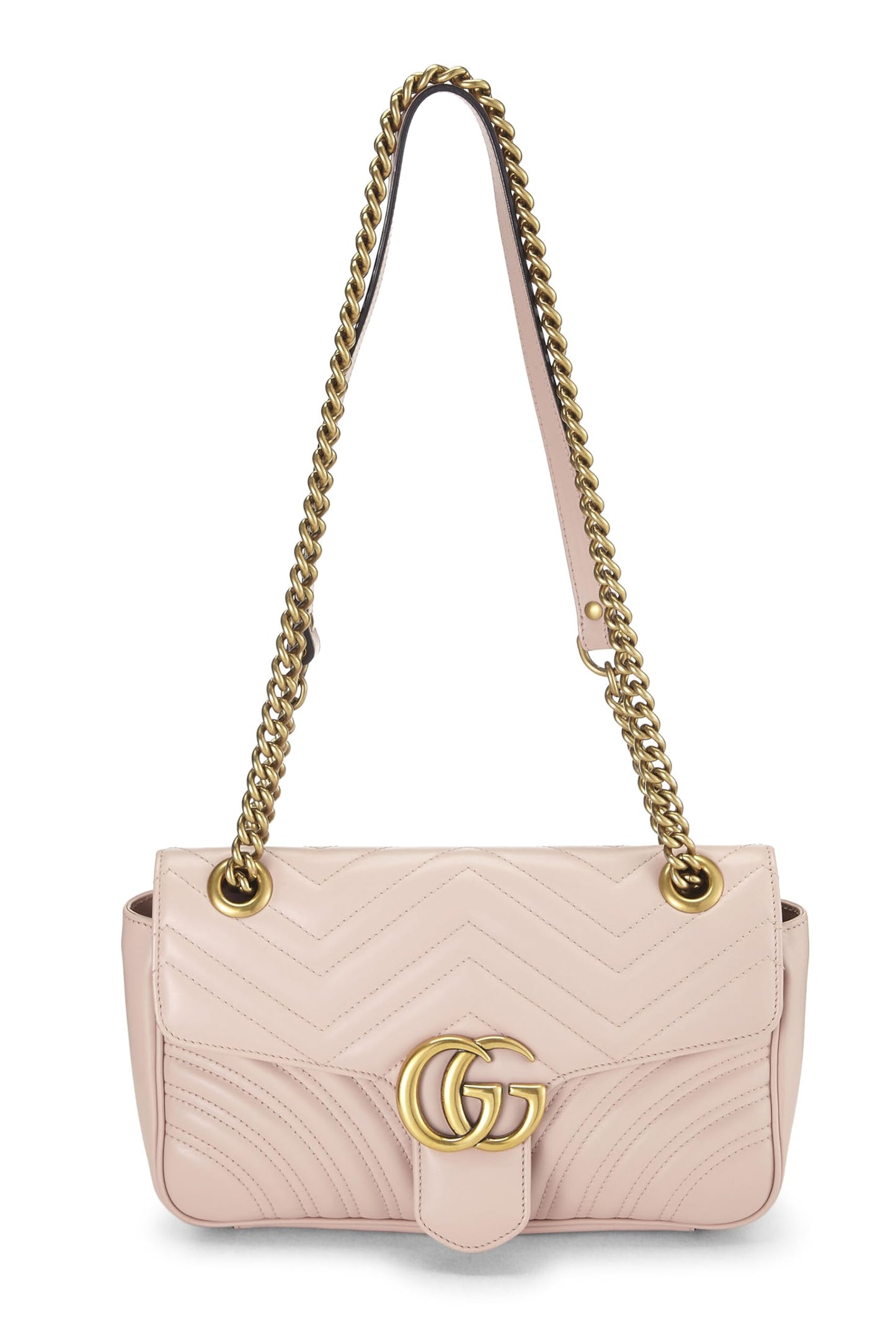 Gucci,  Pink Leather GG Marmont Shoulder Bag Small, Pink