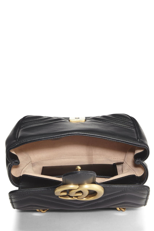 Gucci,  Black Leather GG Marmont Shoulder Bag Mini, Black