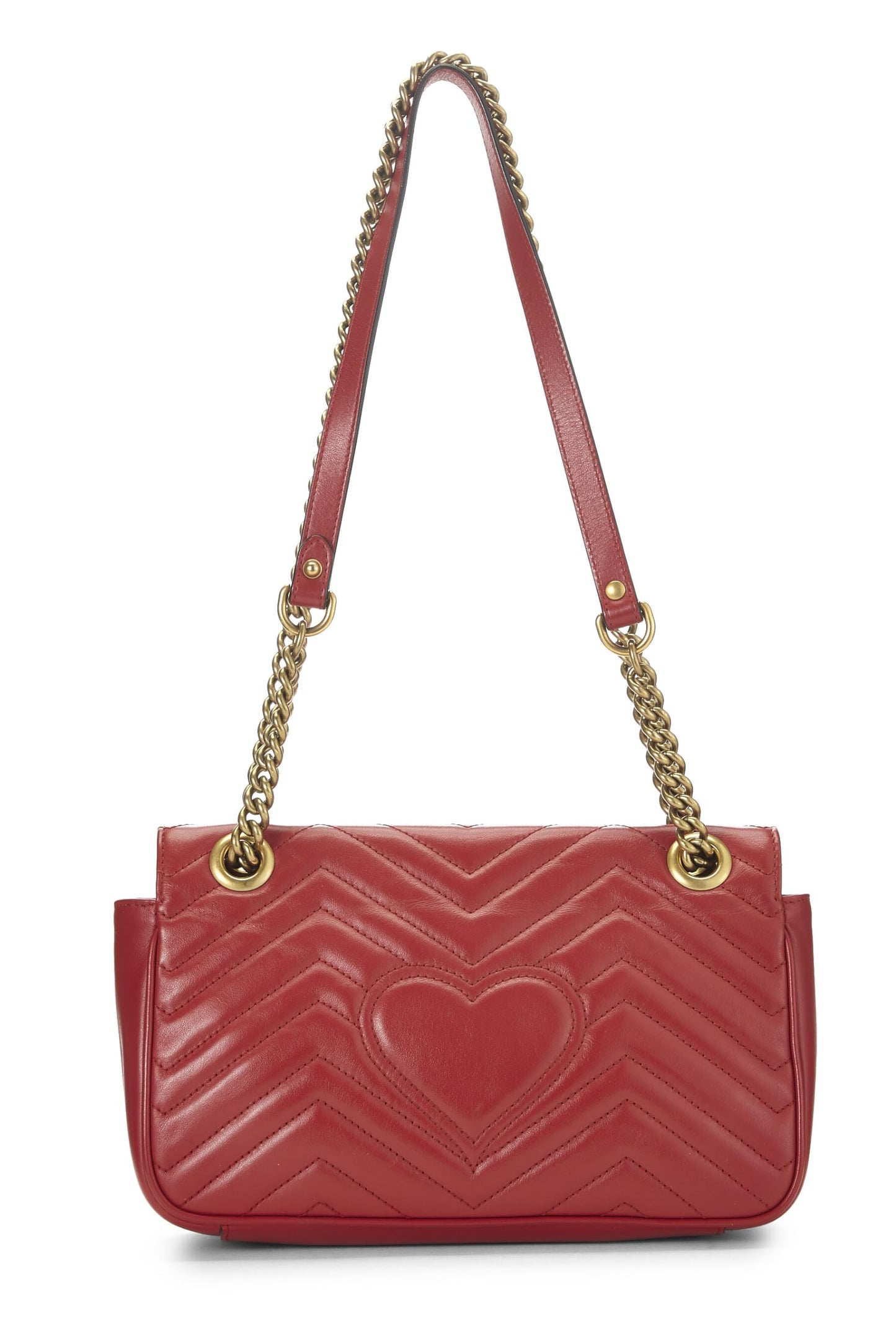 Gucci,  Red Leather GG Marmont Shoulder Bag Small, Red