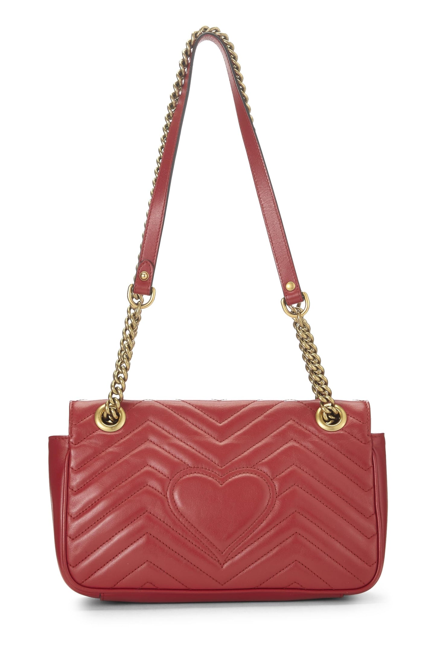 Gucci,  Red Leather GG Marmont Shoulder Bag Small, Red