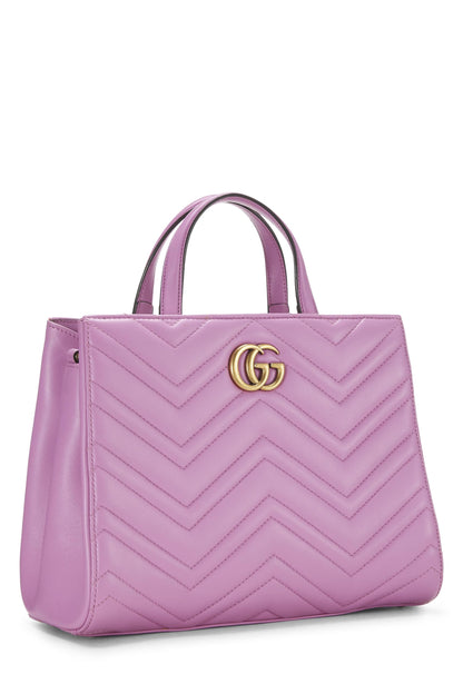 Gucci,  Pink Leather GG Marmont Top Handle Bag Small, Pink