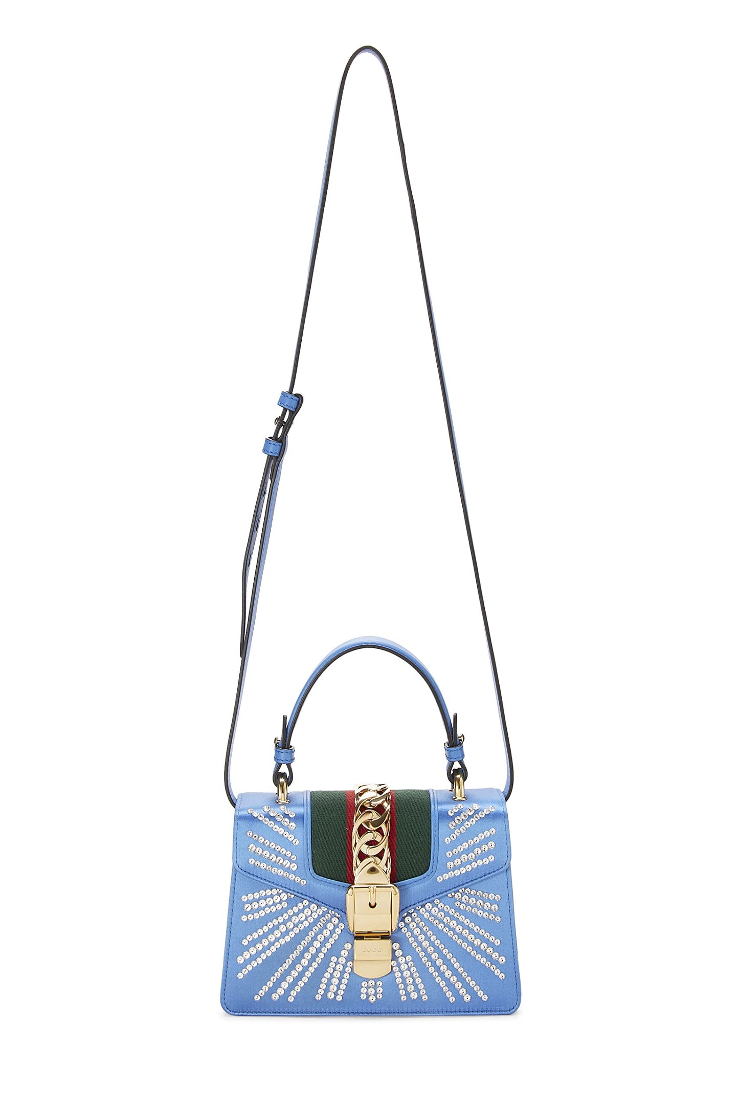 Gucci,  Blue Satin Sylvie Handbag Mini, Blue